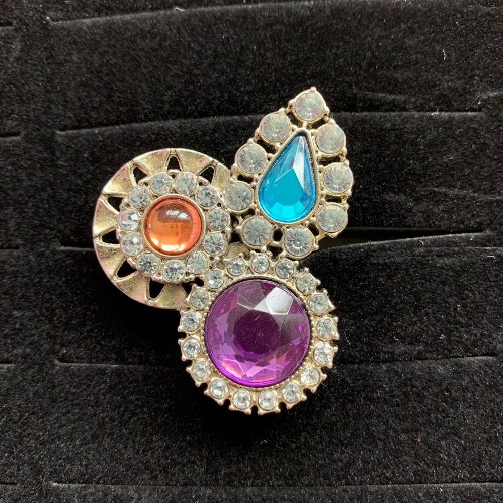 H&M tri-color bejewel gem cocktail ring, sz M